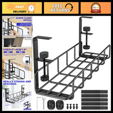 Under Desk Cable Management Tray - No Drill Steel Wire Organizer, 15.7” Clamp Mo picture