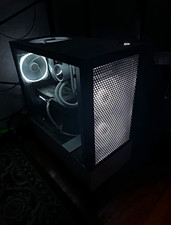 NZXT Gaming Tower Desktop PC Black RGB Lighting Liquid Cooling and gaming setup picture