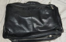 Black Leather Softside Briefcase Laptop Tote Attache Travel Carry On Luggage picture