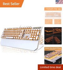 104 Keys Blue Switch Mechanical Keyboard with Gold Backlighting - Retro Charm picture