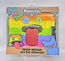 Fuggler Oogah Boogah Tech Bag Organizer Furry Plush Zipper Case Rainbow  picture