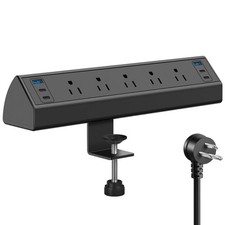 Desk Clamp Power Strip USB C 40W Fast Charging Station 5 Outlets Surge Protector picture