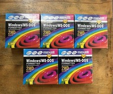 NOS (5) SEALED BOXES Maxell 3.5” Formatted Diskettes 1.44mb WIN/MS-DOS MF2-HD picture