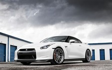 Cars white front nissan vehicles super tuning wheels Desk Mat Stitched picture