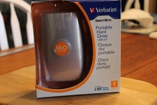 NOS 2007 Vintage Verbatim  Portable Hard Drive Firewire/USB 2.0 160GB Silver NIB picture