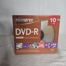 Memorex Pack 10 DVD-R Discs 16x 4.7GB 120 Min From 2006 picture