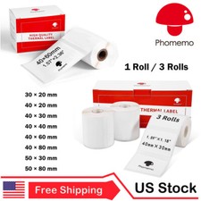 1/3Roll Sticker Labels Self-Adhesive Paper for Phomemo M110/M100/M220 Printer US picture