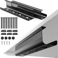 Under Desk Cable Management Tray Kit 26PCS Metal Ventilated Organizer Black picture