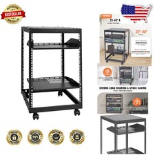 Heavy Duty 15U Server Rack, 4 Post Open Frame, 23-40