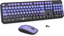 Wireless Keyboard and Mouse Combo - Cute Colorful V2020-Purple picture