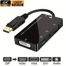 DisplayPort 1.2a to 4K HDMI Dual Link DVI VGA Passive Adapter 4 in 1 with Audio picture