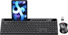 Ergonomic Wireless Keyboard and Mouse Combo with Phone Holder - Black Full-Size picture