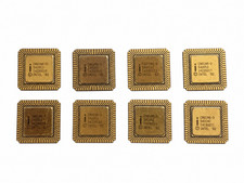 8 CPU Intel i186, R80186 Gold Cap, 68 Leg, 1978-82 Ceramic, Gold Scrap Refining picture