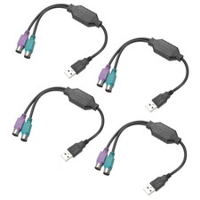 4Pack USB to PS/2 Adapter Cable 6P 1FT Female to USB for PC Keyboard Mouse,Black picture