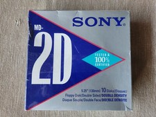 NIB Shrink wrapped Vintage SONY MD-2D 5.25 Inch Floppy Disks Box of 10 New picture