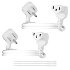 Adoreen 2 Ft/2 Pack Computer TV Replacement Power Cord White, Low Profile Fla... picture