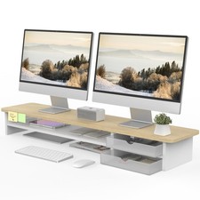 Fenge Monitor Stand, Desk Computer Riser with Frosted Storage Drawer, Oak picture