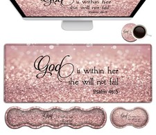 Large Pink Gaming Mouse Pad Desk Mat Keyboard Wrist Rest Set for Laptop Office picture