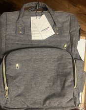 LOVEVOOK Laptop Backpack, 15” Computer Backpack Gray with Gold Hardware NWT picture