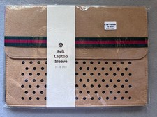Excused Felt Laptop Sleeve 15-16 Inch Tan Brown Striped Case New Sealed picture