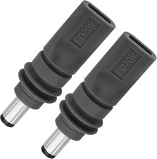 DC 5521 to USB C Adapter, 2 Pack 100W PD DC 5.5Mm X 2.1Mm Male to USB Type C Fem picture