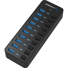 10-Port USB 3.0 Hub 60W Powered Power Switches LEDs picture