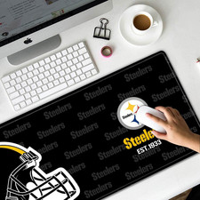 Pittsburgh Steelers Large Gaming Mouse Pad NFL Non-Slip Stitched Edges Black Mat picture