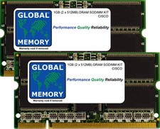 1GB (2x512MB) DRAM SODIMM RAM KIT FOR CISCO 7200 SERIES ROUTERS (MEM-NPE-G1-1GB) picture