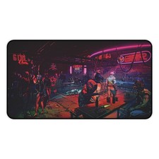 Cyberpunk Neon Bar Scene Desk Mat | Gaming Mousepad picture