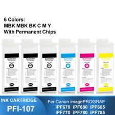 6Ps PFI-107 Refillable Cartridge Equipped with Chip for Canon iPF685 770 780 785 picture