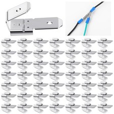 Tellegloww 50 Pcs Double Spade Wire Connector Piggyback Male Female 3 Silver picture