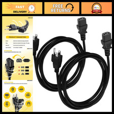 15ft Universal PC Power Cord 2-Pack - 3 Prong AC Cable for Computer, Monitor, Pr picture
