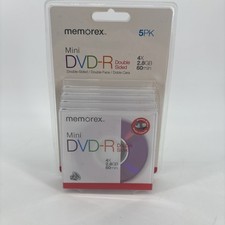 Memorex Mini DVD-R Double Sided 4X 2.8GB 60 Minute Camcorder Discs 5 Pack New picture