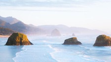 Landscape oregon pacific ocean beach sea rocks mountains Custom Gaming Mat Desk picture