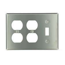 3-Gang Toggle/Duplex Device Combination Wallplate, Standard Size, Non-Magneti... picture