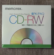 Memorex High Speed CD-RW 12x 700MB 80 Min 5 Pack  Factory Sealed picture