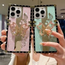 Crystal Butterfly Stand Cover Case For 11 12 14 13 15 16 17 Pro Max 16E XR XS picture