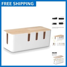 Elegant 12x5 Wooden Cable Management Box - Tidy Wire Organizer for Desk picture