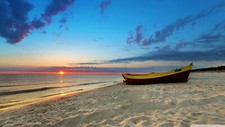 Landscape sunset boat Custom Gaming Mat Desk picture