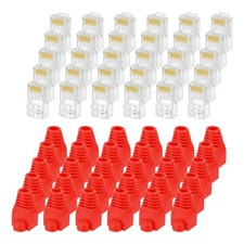 100Pack Cat6 RJ45 Pass Through Connectors with 100Pack Blue Strain Relief Boots picture