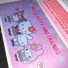 Hello Kitty Large/XL Pink Purple Polyester Computer Desk Mat 31.5x15.7in picture