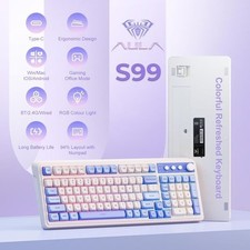 AULA S99 99-Key Wireless RGB Gaming Keyboard White Green Tri-Mode Knob picture