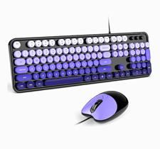 MOFII Wired USB Plug & Play Standard Keyboard, Purple/Black, QWERTY English picture