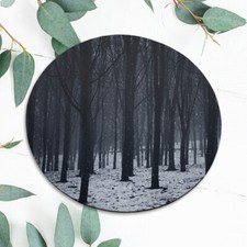 Night Snowy Forest Nature Trees Mouse Pad Mat Office Desk Table Accessory Gift picture