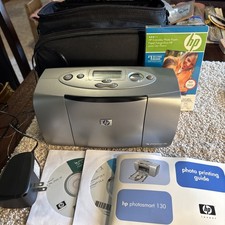 HP PHOTOSMART 130 PRINTER  - WORKS. Cord, instructions, software, Kodak paper picture