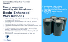4.33 x 1476 Resin-Enhanced Wax Thermal Ribbon for Zebra Printers (1 case of 24) picture