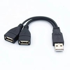 1 Male Plug 2 Female Socket USB 2.0 Extension Line Data Cable Power Adapter AC picture