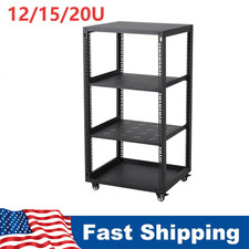 🔝12U 15U 20U Open Frame Server Rack Network Rack with Casters Floor Standing Wa picture