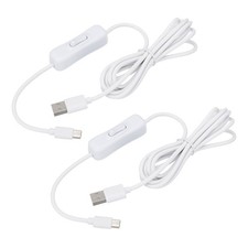2pcs 6.56ft USB Extension Cable Switch Type C to USB Male Data Power Cord White picture