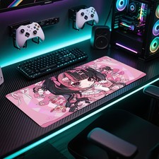 Adorable Mouse Pad Featuring a Pink And Black Cartoon Anime Girl, Made of Rubb picture